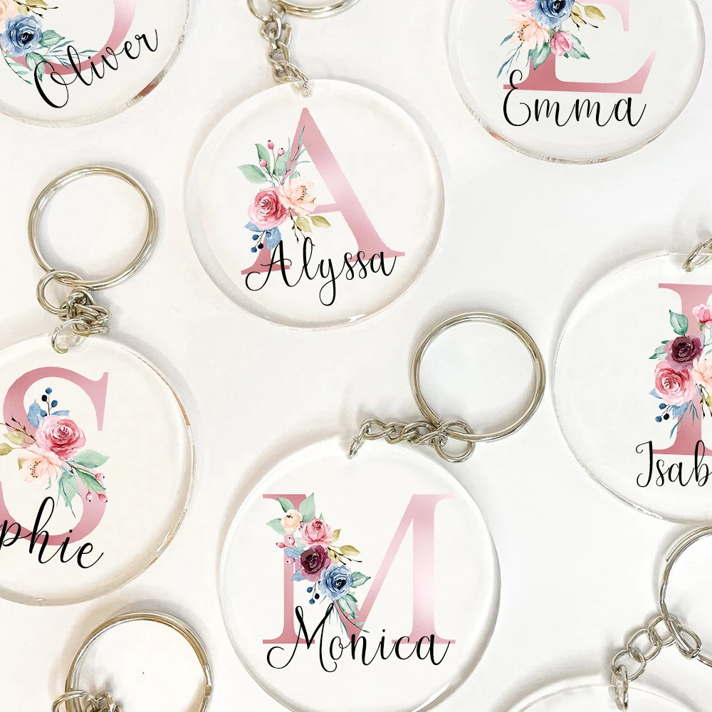Phone Accessories And Names - Personalized Initial with Name Keychain Pendant