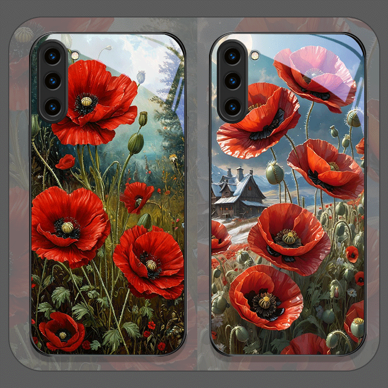 Samsung Accessories Phone - Retro Poppy Flower Bloom Hot Red