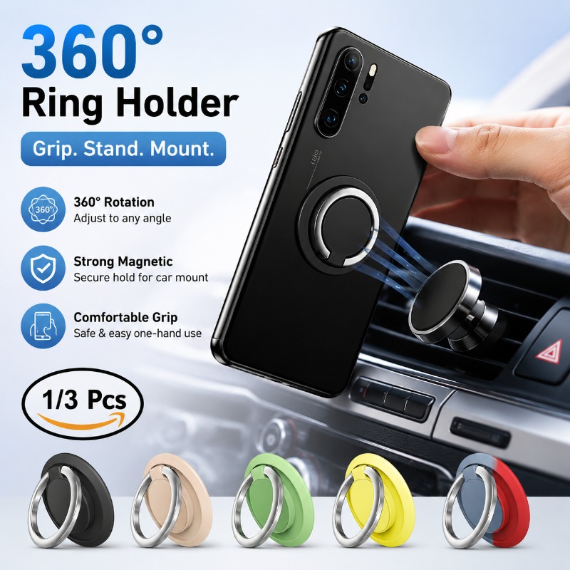 Car Mount Phone - Magnetic Metal Phone Ring Holder 360